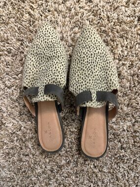 Caslon Cream and Black Cheetah Print Slip-On Mules